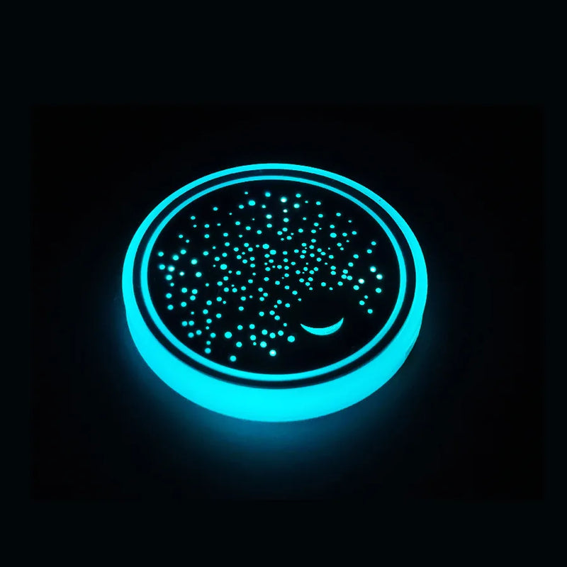 7-Color LED Car Cup Holder Coasters | Anti-Slip Atmosphere Lights