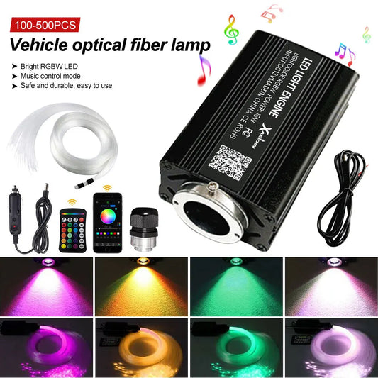 Transform Your Car with Starry Sky Fiber Optic Lights - RGB Music Control Atmosphere Lamp for Home & Auto - 12W, 8 Colors, DIY Ceiling Decor