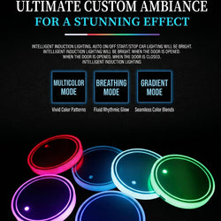 7-Color LED Car Cup Holder Coasters | Anti-Slip Atmosphere Lights