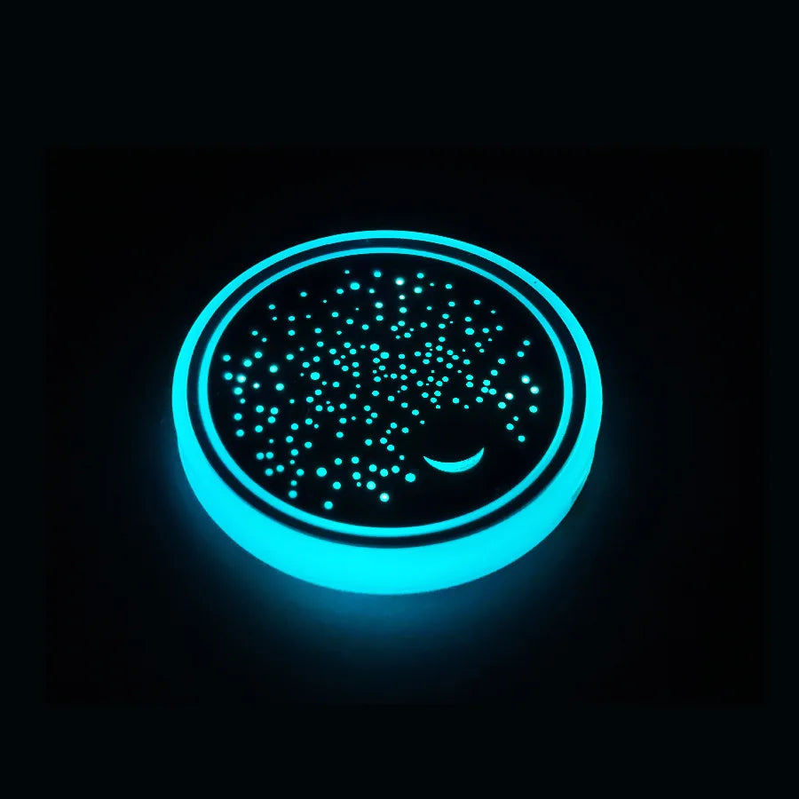 7-Color LED Car Cup Holder Coasters | Anti-Slip Atmosphere Lights