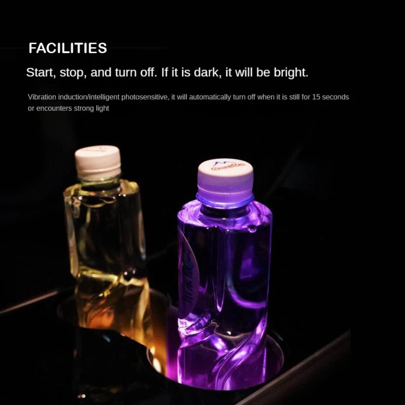 7-Color LED Car Cup Holder Coasters | Anti-Slip Atmosphere Lights