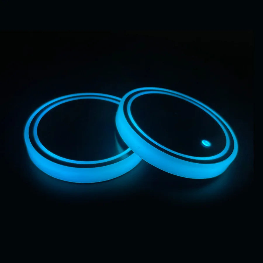 7-Color LED Car Cup Holder Coasters | Anti-Slip Atmosphere Lights