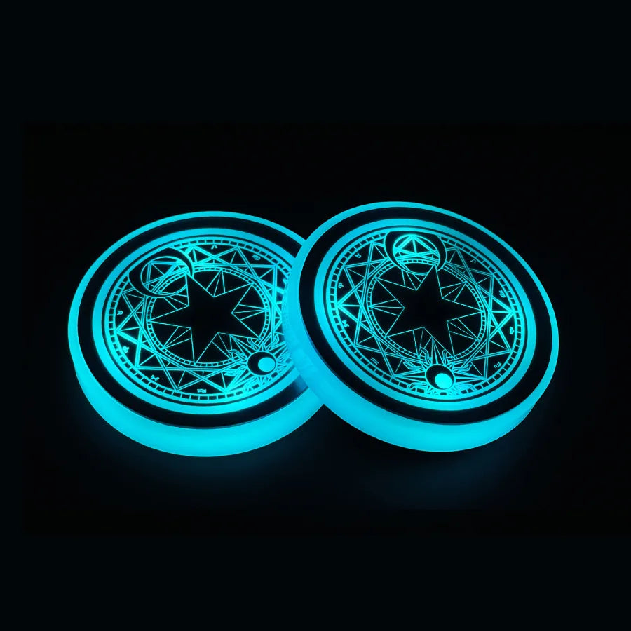 7-Color LED Car Cup Holder Coasters | Anti-Slip Atmosphere Lights