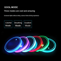 7-Color LED Car Cup Holder Coasters | Anti-Slip Atmosphere Lights