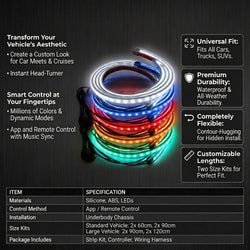 Premium RGB Underglow Car Lights | App Controlled LED Kit