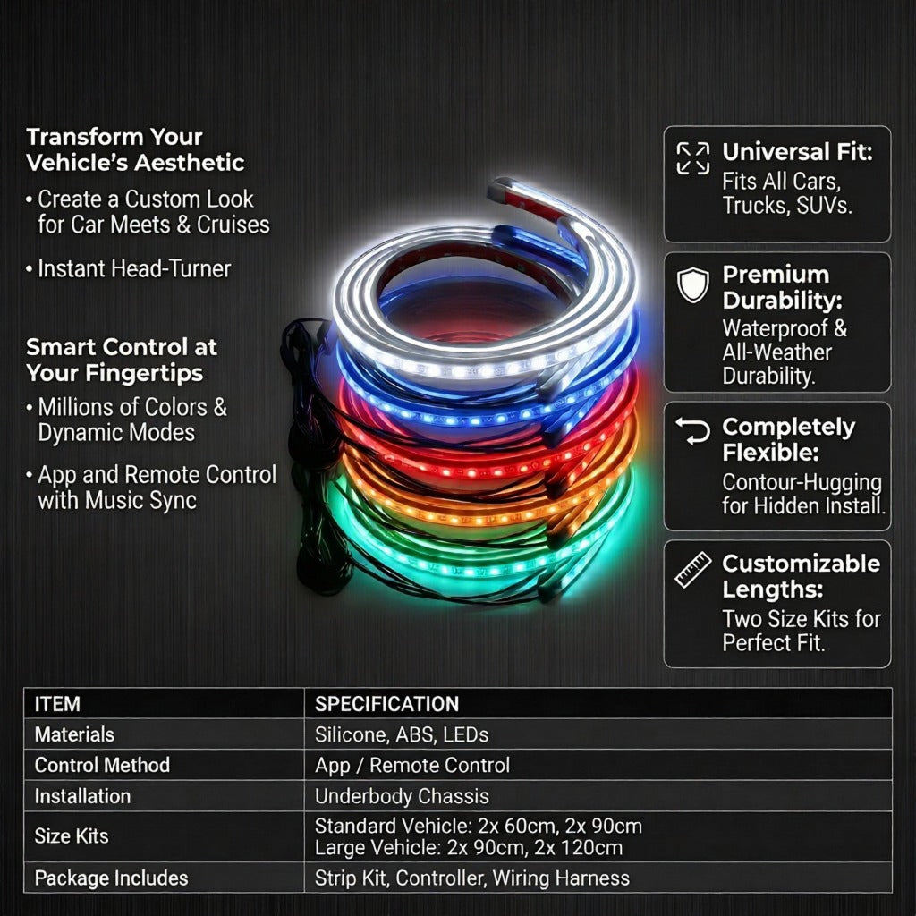 Premium RGB Underglow Car Lights | App Controlled LED Kit